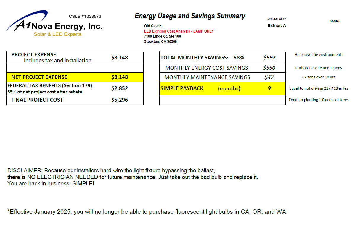 Old Castle LED Lighting Final Invoice - #202481