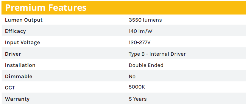 4' LED 25W T5 5000k Type B (direct wire) Tube (Min of 25 Tube Order)